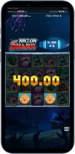 Razor Shark Gewinn auf Smartphone
